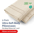Long Pillowcases - Body Pillow Cover - Long Pillow Insert for Sleeping, Side Sleepers - Soft & Breathable Body Pillow Case with Envelope Enclosure - Comfy, Cozy & Machine Washable - 20" x 54" (Wheat)