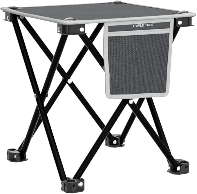 TRIPLE TREE 2 Pack Camping Stool, Grey, 13.8 Inch Portable Folding Stool for Outdoor Walking Hiking Fishing 400 Lbs Capacity with Carry Bag