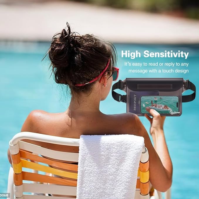 Waterproof Fanny Pack, Waterproof Pouch for Phone Passport Wallet Holder, Floating Dry Bags for Travel Beach Swimming Kayaking Boating Pool Diving Accessories