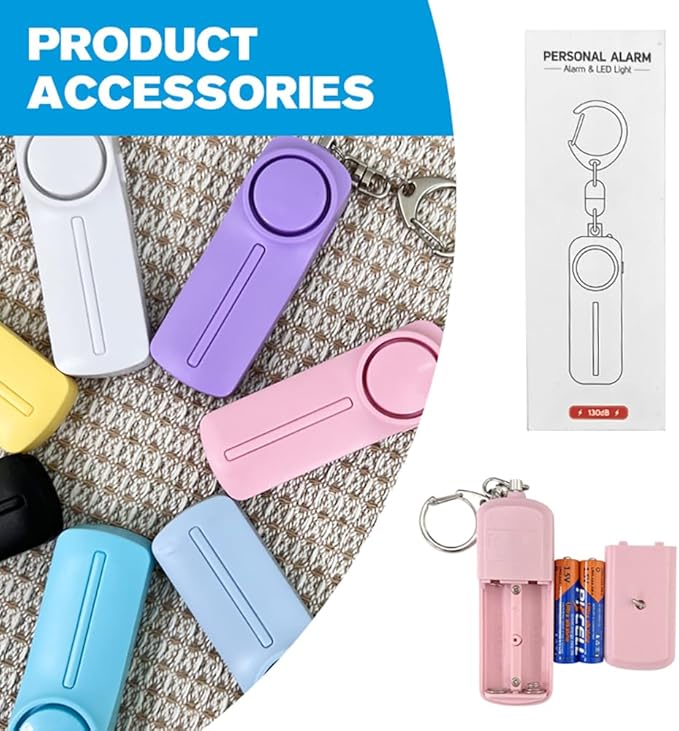 Safesound Personal Alarm: Your 130dB Self-Defense Companion - Keychain Emergency LED Flashlight - Security and Protection for Women, Girls, Kids, and The Elderly (White, 1)