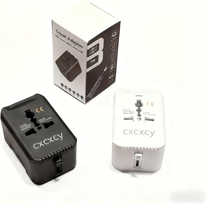 20W PD Fast Charging Universal Travel Adapter, 3-in-1 with 1 Type-C & 1 USB-A Ports, European Plug, International Power Adapter for US/JP/EU/UK/AUS/CHN, Worldwide Travel Essentials