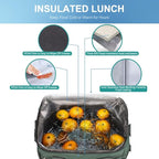 iknoe Large Cooler Bag Collapsible, 15L Insulated Bags, Leakproof Lunch Cooler Tote with Multi-Pockets for Adult, Insulated Lunch Box for Beach, Picnic, Work, Grayish Green 24-Can