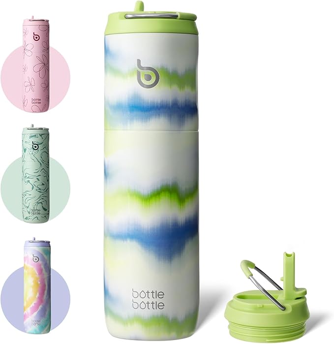 BOTTLE BOTTLE Insulated Water Bottle 24oz with Straw Lid and Handle for Sports Travel Gym Stainless Steel Water Bottles Double-Wall Vacuum Metal Leak Proof BPA-Free