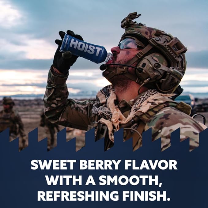 HOIST Premium Military Hydration Electrolyte Drink, Powerful IV-Level Hydration, Clinically Proven Performance Drink, Blue Raspberry, 16 Fl Oz (Pack of 12)