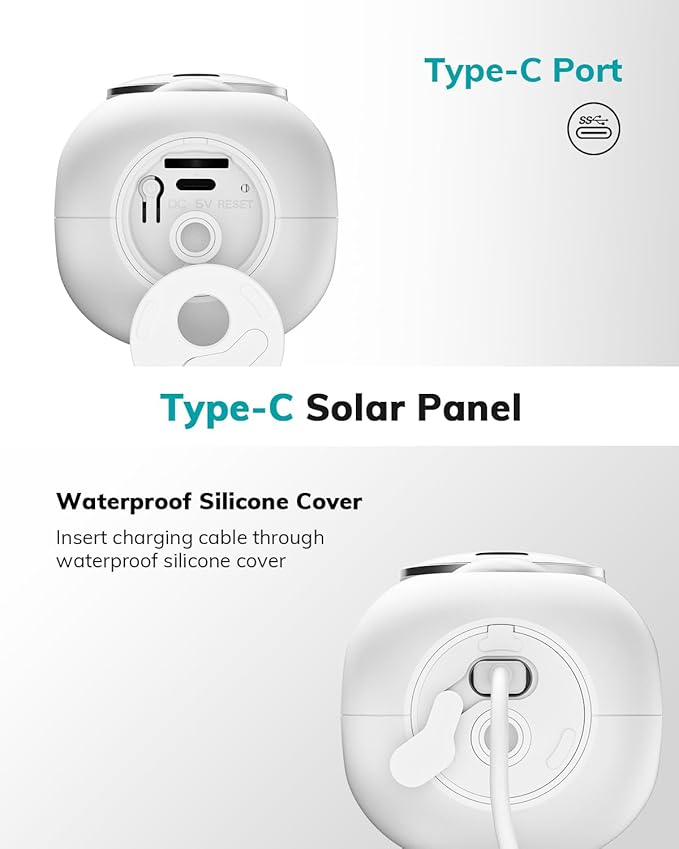 ZUMIMALL 3W Solar Panel for Security Camera Wireless Outdoor, IP66 Waterproof Solar Panel with 10ft Type C Cable, Suitable for All Security Camera (Type C Port)