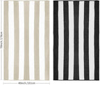 CLOWOOD Plush Oversized Beach Towel - Cotton 40 x 70 Inch Large Thick Chiffon Striped Cabana Pool Swimming Towel