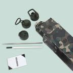 32 Oz Water Bottle with Straw Stainless Steel Sports Water Bottle with 3 Lids (Straw, Chug & Flip Lid) 1 Liter Leak Proof Insulated Metal Jug for Men & Women - Camo