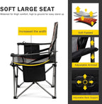 FAIR WIND 2 Pack Oversized Fully Padded Camping Chair with Lumbar Support, Heavy Duty Cooler Bag Fold Chair Support 450 LBS