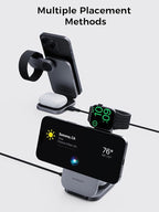 3 in 1 Charging Station, MagFusion Z Foldable Qi2 Certified 15W Wireless Charger Stand Compatible with MagSafe for iPhone 17/16/15/14/13/12, Apple Watch, AirPods (30W PD Charger Included)