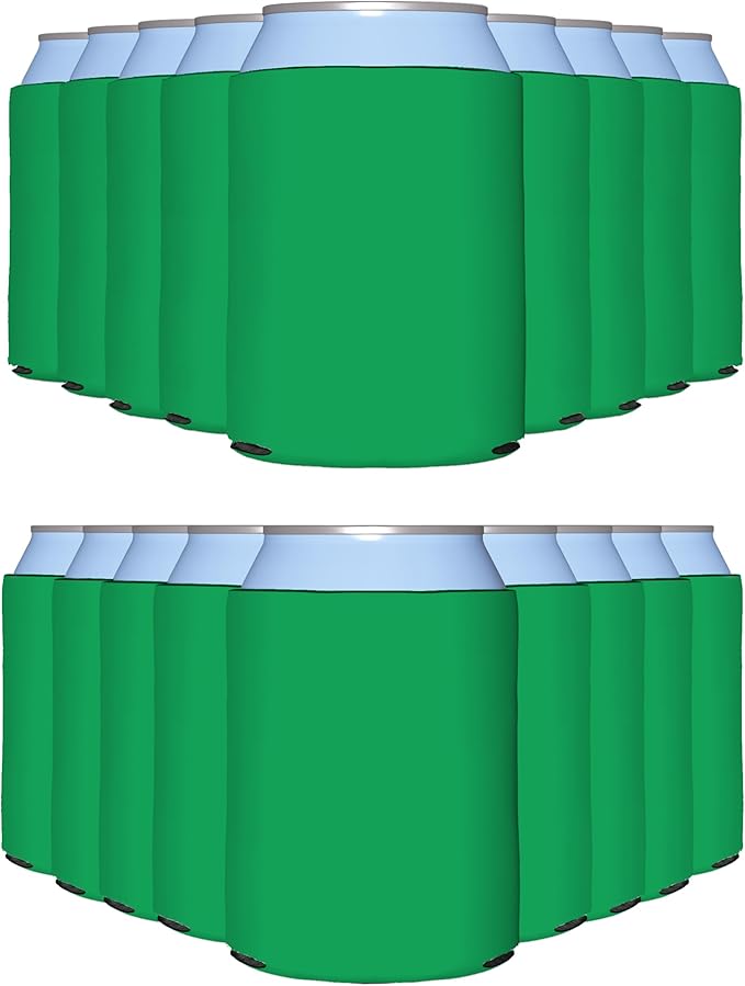 PartyPrints 1000 Pack Emerald Blank Can Cooler Sleeves, Customizable Bulk Can Coolers, Extra-Thick Collapsible Drink Insulator Sleeve, Beer Can Coolers for Party Beverages