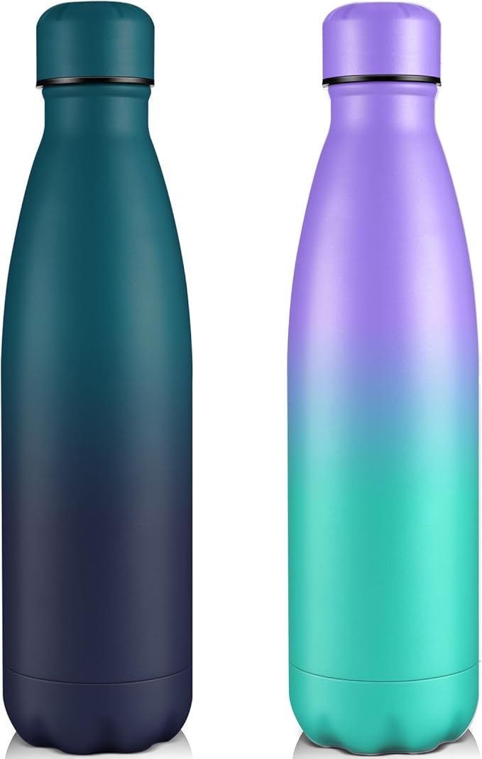 Volhoply 25oz Insulated Water Bottles 1/2/4 Pack, Double Wall Stainless Steel Vacuum Flask Keeps Cold & Hot, BPA Free Leakproof Bottle (Mix,2 Pack)