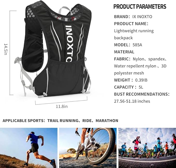 Running Hydration Vest for Men Women Water Backpack for Running 3L Running Hydration Pack for Trail Running Marathon Race Hiking