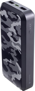 Mophie powerstation prime20 - Ultra-Compact Portable Power Bank with 20,000mAh Internal Battery, 18W USB-C PD Fast Charging, 3-Device Simultaneous Charging, Black & White Camo