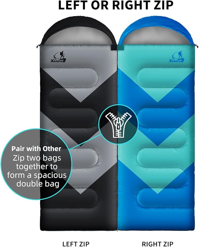 Sleeping Bag for Adults, Girls, Boys - 3 Season Warm & Cool Weather Lightweight Waterproof Camping Bag for Hiking, Outdoor Travel