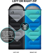 Sleeping Bag for Adults, Girls, Boys - 3 Season Warm & Cool Weather Lightweight Waterproof Camping Bag for Hiking, Outdoor Travel