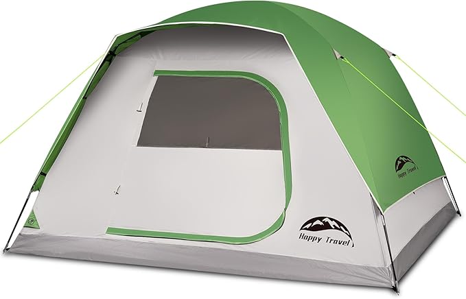 Happy Travel Camping Tent, 4/6 Person Dome Tents for Camping with Rainfly, Waterproof Clip Easy Setup Portable Family Tent with Mesh Windows, 20% More Headroom Backpacking Tents for Camping & Hiking