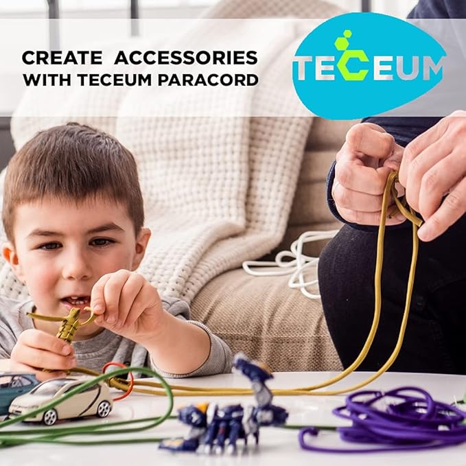 TECEUM 5/32" Paracord Rope 1000 – 1000ft / 200ft / 100ft / 50ft – Tactical Parachute Cord 4mm – 45+ Colors – Nylon String for Survival & Camping Gear – Stripe Cord for Survival – Utility Rope