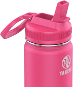 Takeya Actives 22 oz Water Bottle with Straw Lid - Double Wall Stainless Steel Insulation - Dishwasher Safe & BPA-Free - Removable Bumper - Dragon Fruit