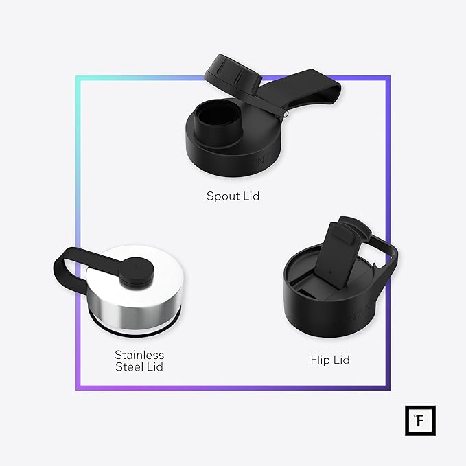 IRON °FLASK Camping & Hiking Hydration Flask with 3 Lids - Stainless Steel, Double Walled & Vacuum Insulated Water Bottle - Leak Proof & BPA Free (Dark Night, Spout - 64 oz)