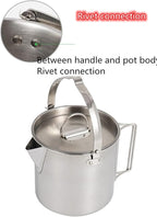 Outdoor Stainless Steel Kettle ，1.2L Mountaineering Camping Teapot， Portable Hanging Pot Cookware Coffee Pot Picnic Pot
