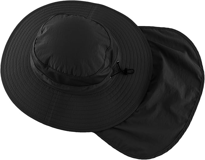 Home Prefer Outdoor UPF50+ Mesh Sun Hat Wide Brim Fishing Hat with Neck Flap Sun Hat for Men Women