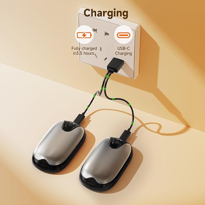 4 Pack Hand Warmers Rechargeable, 3 s Fast Heating USB 2 in 1 Pocket Hand Warmer, 3-Settings Outdoor/Indoor/Camping/Warm Gifts for Women MenKids （Write Black）