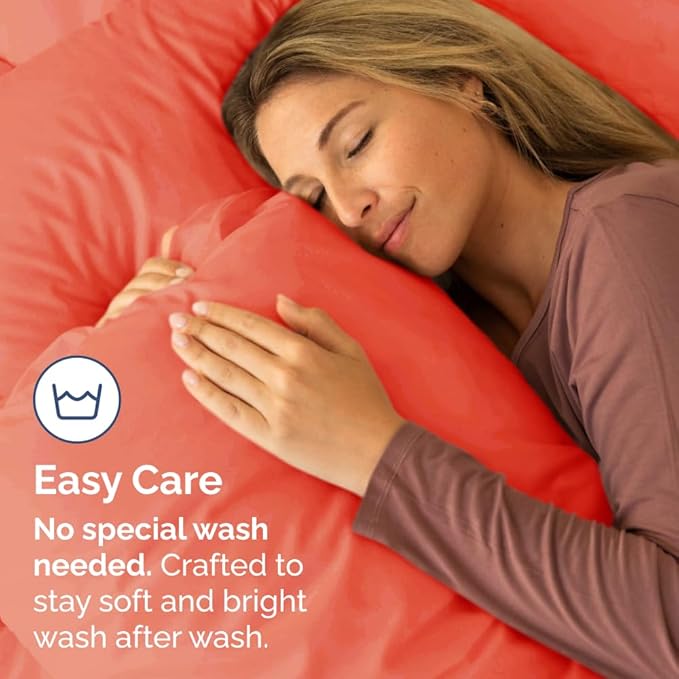 Queen Pillow Cases Set of 2 - Ultra Soft Hotel Quality Pillowcase Covers - Luxury Comfy Bedding for Women, Men, Kids and Teens - Machine Washable Pillow Protectors - 2 Pieces Set - Queen Size Coral