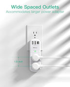 Outlet Extender with Rotating Plug, Mifaso Surge Protector 6 AC Multi Plug Wall Outlets and 3 USB Ports, 1800 Joules, 3-Sided Swivel Power Strip Spaced Splitter for Home, Travel, Dorm Room Essentials