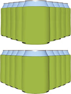 PartyPrints 25 Pack Olive Blank Can Cooler Sleeves, Customizable Bulk Insulated Foam for Beer, Collapsible Plain Drink Holder, Cold Soda Insulator, 12oz Regular, 16oz Tall Cans