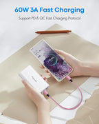etguuds Pink USB C to USB C Cable 1ft, 2-Pack 60W USBC to USBC Cord, Type C to C Charger Cable Fast Charging for iPhone 17 16 15 Pro Max Plus Air, Samsung Galaxy S25 S24 S23, for MacBook/iPad, Pixel