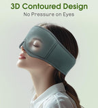 Bamboo Cotton Sleep Mask with Bluetooth Wireless Headphones - Blackout Eye Mask for Sleeping 3D Contoured Sleep Headband Ear Muffs Lengthen & Low Noise Hook for Better Experience (Grey)