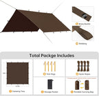 FREE SOLDIER Camping Tarp Waterproof Portable Multifunctional Outdoor Traveling Awning Backpacking Shelter Rain Tarp (Taupe 10×10.5ft)