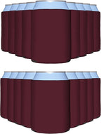PartyPrints 100 Pack Burgundy Blank Can Cooler Sleeves, Customizable Bulk Insulated Foam for Beer, Collapsible Plain Drink Holder, Cold Soda Insulator, 12oz Regular, 16oz Tall Cans