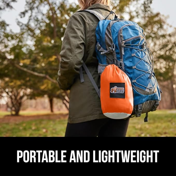 GORILLA GRIP Durable Portable Camping Hammock, Holds 500lbs with Heavy Duty Tree Straps, Comfortable Travel Swing, Camp Hammocks, Easy to Use and Install, Outdoor Essentials, Orange, 10x6.5 FT
