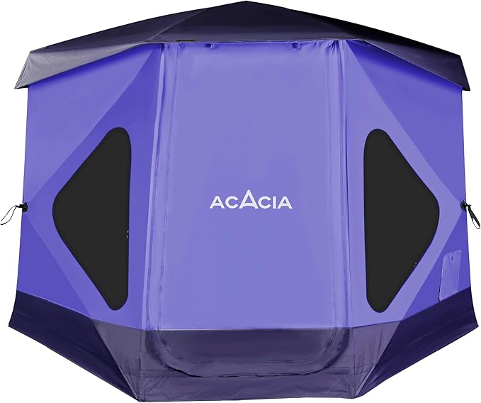 ACACIA Camping Tent, Pop Up Camping Tent with 8 Windows and Footprint, Waterproof Windproof Easy Setup Hub Tent for Family Camping, Hiking and Glamping