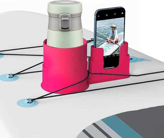 Paddleboard Cup Holder，Non-Tipping Kayak Cup Paddle Board and Stand Up Paddle Board Accessories，2 in 1 Stand Up Paddleboard Drink Holder for Types of Cup Bottle Drink & Phone Holder