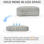 BAGAIL 4 Set/6 Set/8 Set Compression Packing Cubes Travel Accessories Expandable Packing Organizers (Square Mesh, 06-Grey)