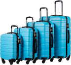 Coolife Luggage 4 Piece Set Suitcase Spinner Hardshell Lightweight TSA Lock (Family Set-Sky Blue)
