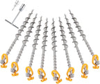 8 PCS Screw in Tent Stakes for Women Men - Ground Anchors for Sand, Canopy, Trampolines, Camping Aluminium Heavy Duty Rust Prevention Pegs Drillable Lightweight Safe - Silvery 14 inch