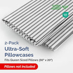 Queen Pillow Cases Set of 2 - Ultra Soft Hotel Quality Pillowcase Covers - Comfy Cozy Bedding for Women, Men, Kids & Teens - Machine Washable Pillow Protectors - 2 Pieces Set - Queen Size Grey Stripes