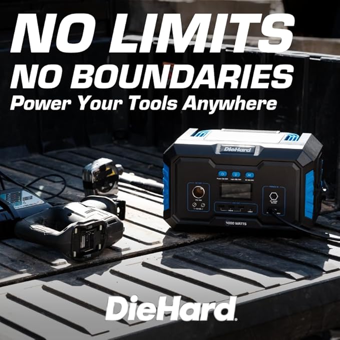 DieHard Portable Power Station 1000-Watt (2000-Watt Peak) - Quiet, Lightweight Solution for Home Backup, Weather Emergencies, Outdoor Recreation, Jobsite
