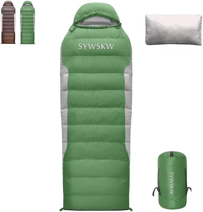 Down Sleeping Bag with Pillow, Ultralight Rectangular Sleeping Bag for Adults, Youth Backpacking,Hiking and Camping Outdoor with YKK Two-Way Zipper 680 FP Down