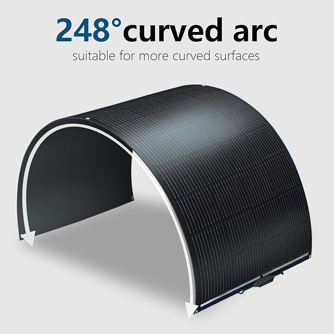 XINPUGUANG Flexible Solar Panel 200 Watts Monocrystalline Fiberglass Solar Modules Charger Off-Grid for 12V System Boat RV Cabin Van Car Uneven Surfaces (200W)