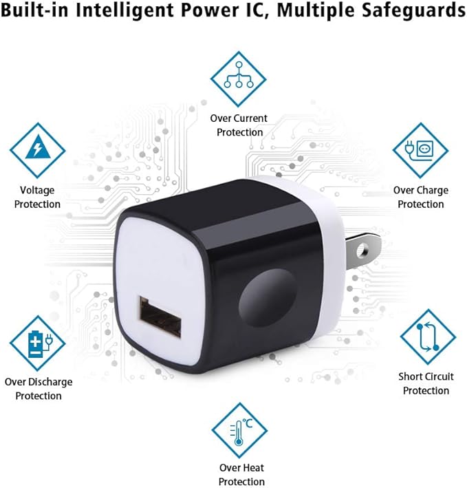 Wall Adapter 10 Pack,UorMe 1A 5V Single Port Charger Power USB Plug Charging Cube Block Box Compatible iPhone 14 13 12 SE 11, Galaxy S23 Ultra S22 S21 FE S10e S9 A13 A03s A71 A51 Note20 Google 8A 7A