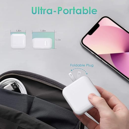 2Pack iPad Charger, Fast Charging 12W USB Wall Charger Block Foldable Portable Apple Adapter with Fast Charging USB to Lightning Cable Compatible with iPad4/5/6/7/8,iPadMini 1/2/3/4/5, iPadAir 1/2/3