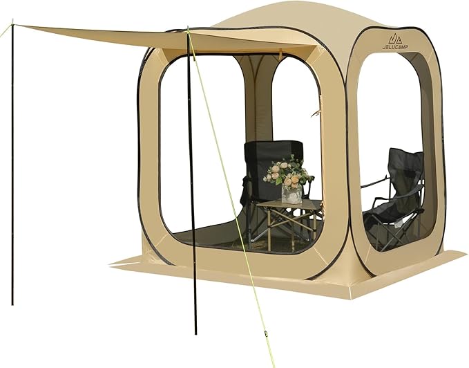 6x6 FT Pop Up Screen House Tent - Instant Screened Gazebo Canopy with Mosquito Net, Portable Backyard Tent for 4-6 People, Easy Setup Patio Shelter for Camping, BBQ, Sports & Outdoor