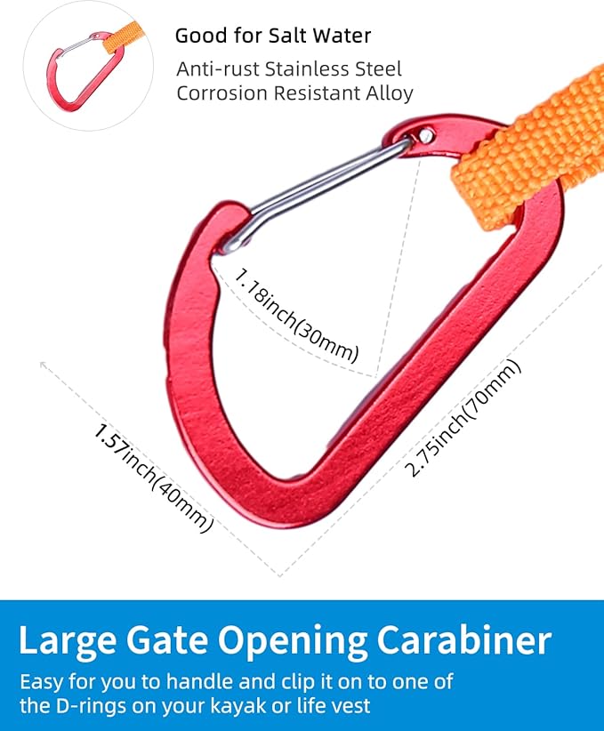 OCEANBROAD Kayak Paddle Leash Stretchable Strap Lanyard Rope for SUP Kayaking Boating Canoeing Fishing Pole Rod 4-7 Feet