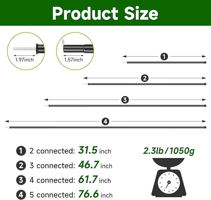 KOMCLUB Telescoping Tent Poles Tarp Poles 5-Section Adjustable Rods for Tent Fly and Tarps Lightweight Replacement Adjustable Tent Poles for Outdoor Sport Camping