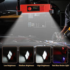 120W LED Solar Work Light, 144 LED 10000LM Portable Flood Light with Stand, Red 4 Modes Rechargeable, IP65 Waterproof Outdoor Working Light for Camping, Fishing, Car Repair & Mechanics (1)