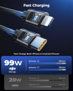 [Upgraded] 4 in 1 Retractable Car Charger, SUPERONE Smaller Fast Car Phone Charger 69W with Cord, USB C and iPhone Car Charger Adapter, Compatible iPhone 17/17 Pro Max/16/15/14/13/12/11, Sumsung